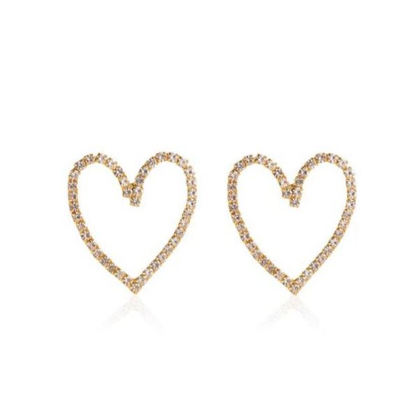 Unsigned Jewelry - Gold Crystal Heart Earrings!